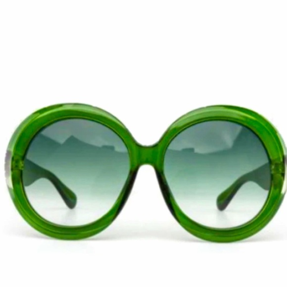 The Jackie O Oversized Round Sunglasses in Emerald Green - Picture 1 of 5
